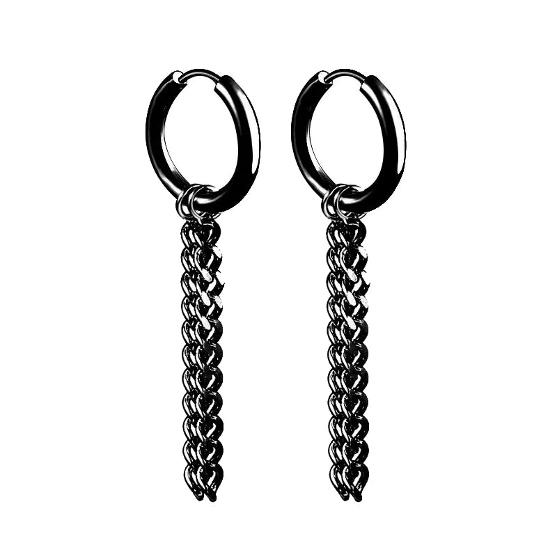 1 Pairs Black Earrings Set Punk Stainless Steel Stud Earrings For Men Women Vintage Hip Hop Piercing Ear Jewelry Accessories