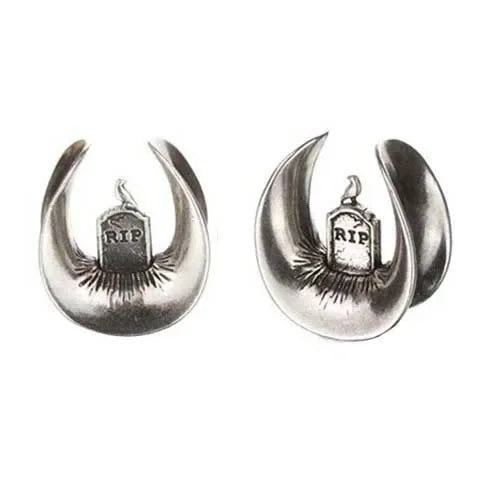 2pcs U-shaped Handmade Tombstone Buddha Pattern Ear Piercing Stainless Steel Earplugs Expander Stretcher Piercing Jewelry 8-16MM