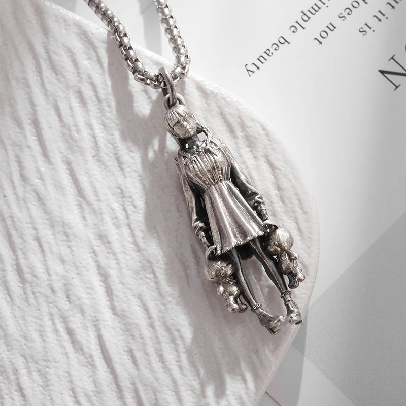 Fashion silver color guardian angel pendant necklace men and women personality angel wings prayer pendant necklace couple gift